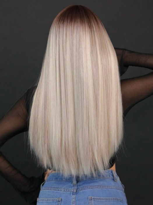 Peruca C1451 Gri Blonda Ombre Cu Breton Blond Platinat Baza Satena [3]