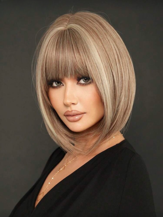 Peruca C1479 Blonda Cenusie Bob Cu Suvite Platinate [4]