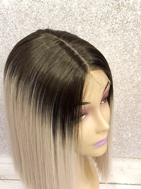 Peruca C150 FRONT LACE Blonda Ombre Blond platinat Gri Bob [5]
