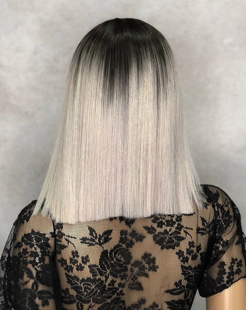 Peruca C150 FRONT LACE Blonda Ombre Blond platinat Gri Bob [4]