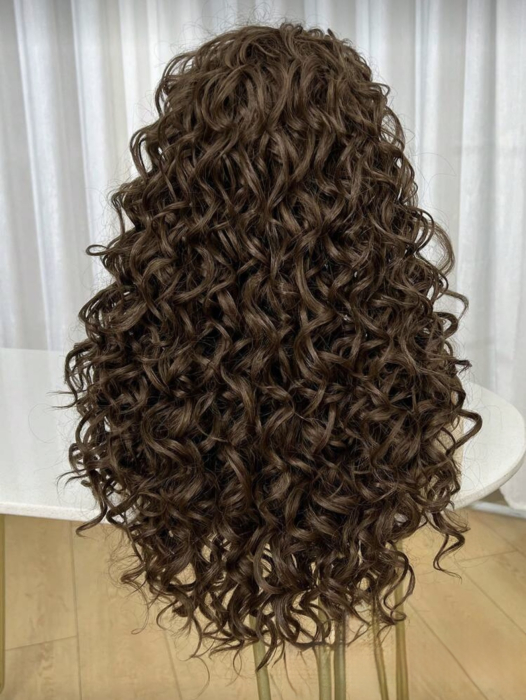 Peruca C1711 Afro Satena Castanie Creata Cu Breton Si Extra Volum [4]