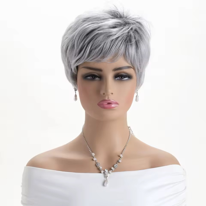 Peruca C1712 Gri Grizonata Cu Breton Baza Inchisa [2]