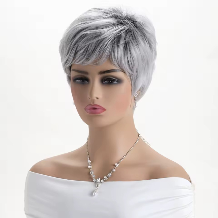 Peruca C1712 Gri Grizonata Cu Breton Baza Inchisa [3]