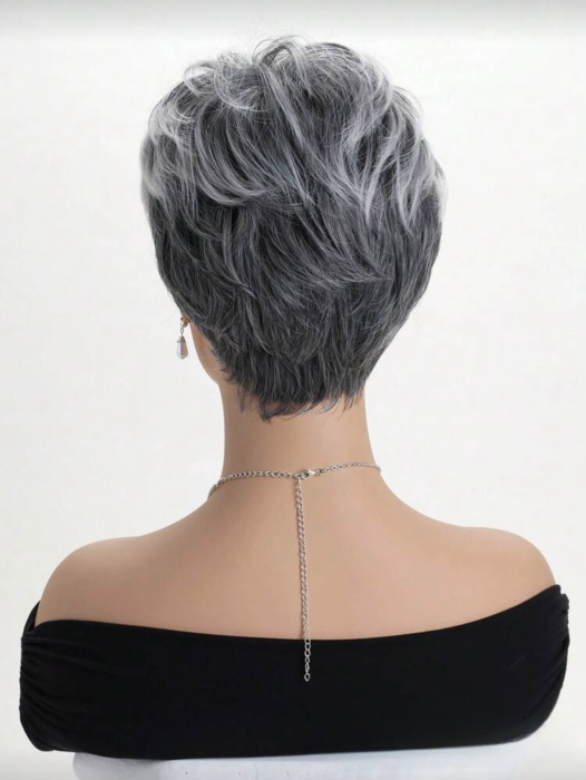 Peruca C1730 Gri Grizonata Cu Breton Si Suvite Gri [7]