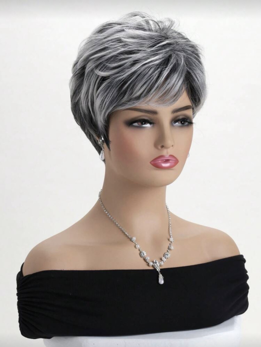 Peruca C1730 Gri Grizonata Cu Breton Si Suvite Gri [3]