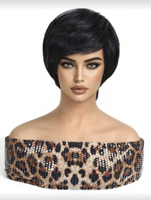 Peruca C1751 Bruneta Neagra Scurta Cu Breton [2]