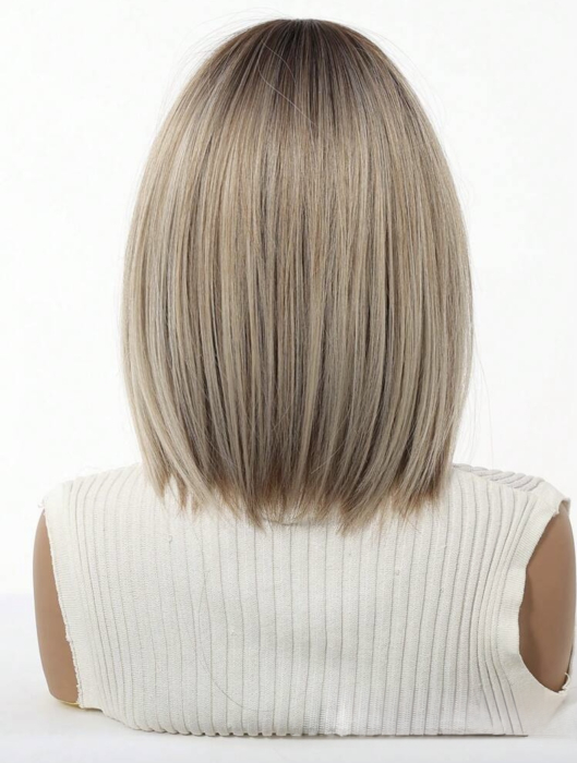 Peruca C77 Blonda Breton Bob Ombre Scurta Blond Cenusiu [6]