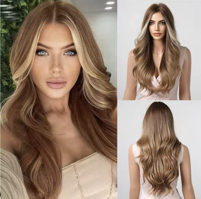 Peruca C914 Satena Cu Suvite Blonde Ombre Ondulata [1]