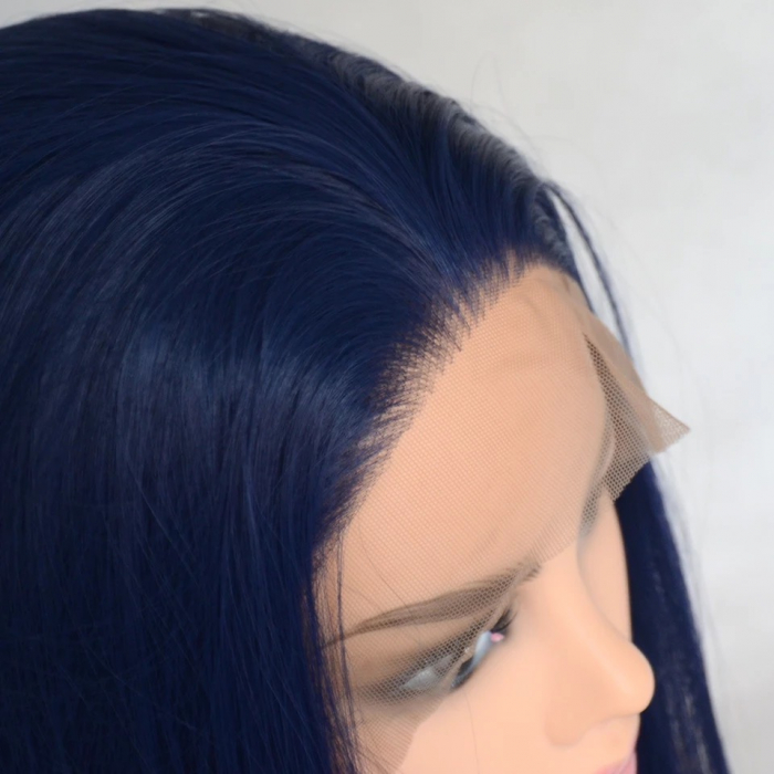 Peruca C158 FRONT LACE Albastra Cu Par Drept [6]
