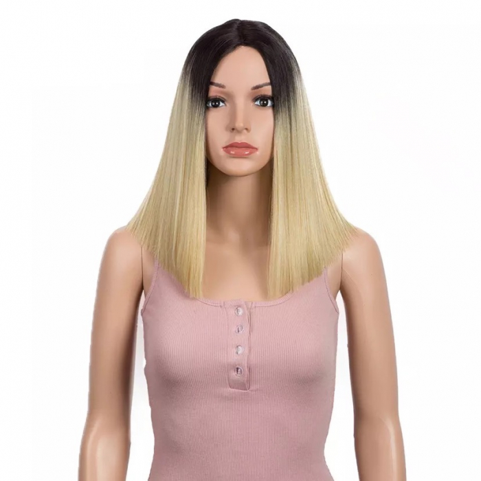 Peruca C317 FRONT LACE Blonda Baza Bruneta Bob [2]