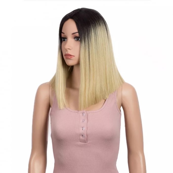 Peruca C317 FRONT LACE Blonda Baza Bruneta Bob [3]