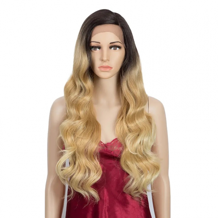 Peruca C261 FRONT LACE Blonda Baza Bruneta Ombre Blond Auriu [1]