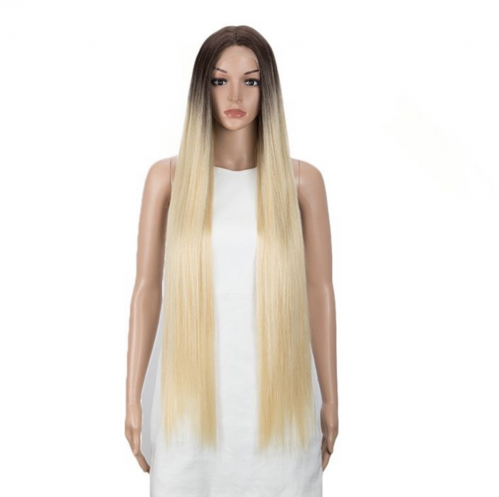 Peruca C334 FRONT LACE Blonda Baza Satena Blond Deschis Platinat [3]
