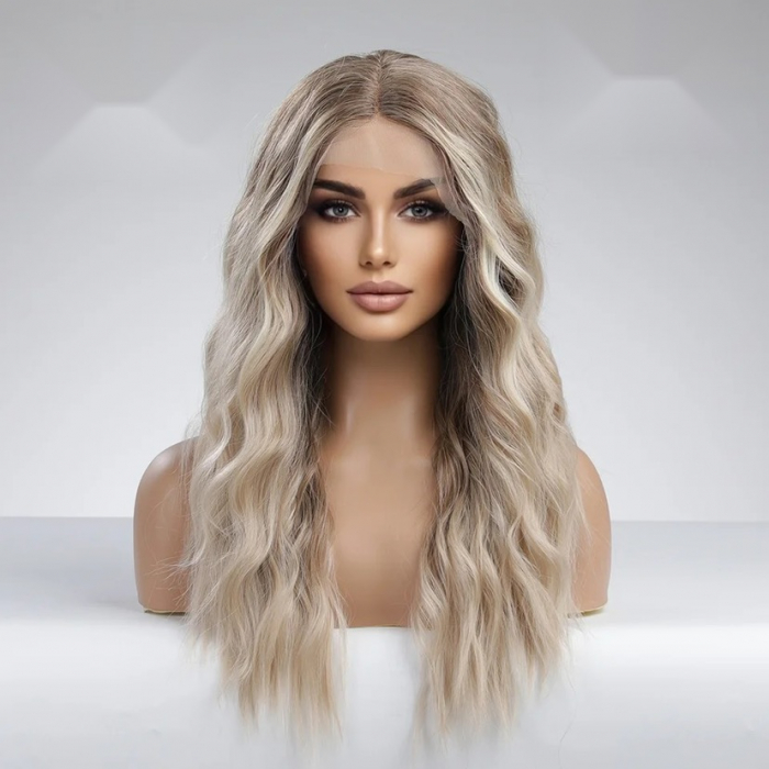 Peruca C906 FRONT LACE Blonda Baza Satena Ondulata [2]