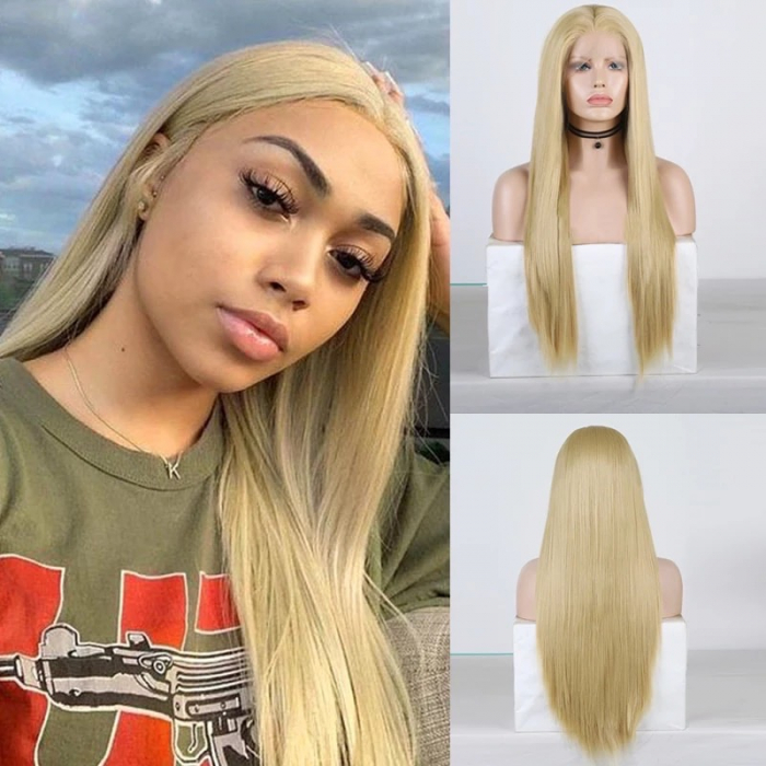 Peruca C101 FRONT LACE Blonda cu Par Drept [1]