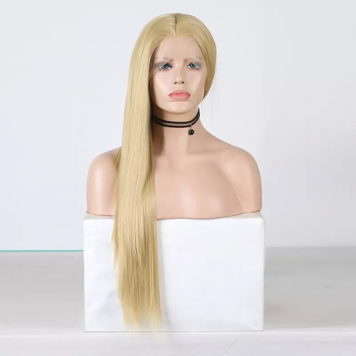 Peruca C101 FRONT LACE Blonda cu Par Drept [3]