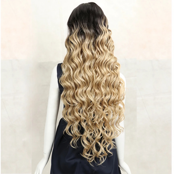 Peruca C272 FRONT LACE Blonda Ombre Baza Satena Bucle Si Volum [3]