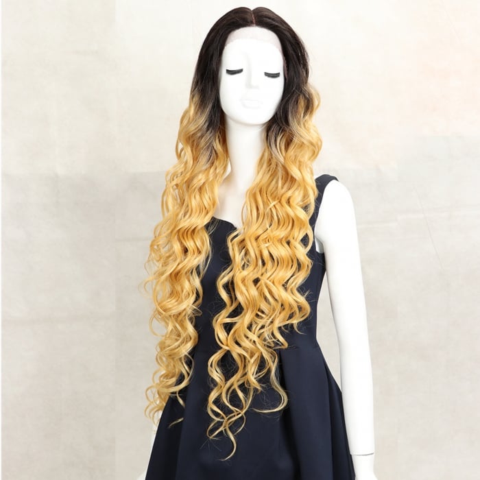Peruca C204 FRONT LACE Blonda Ombre Cu Bucle [1]