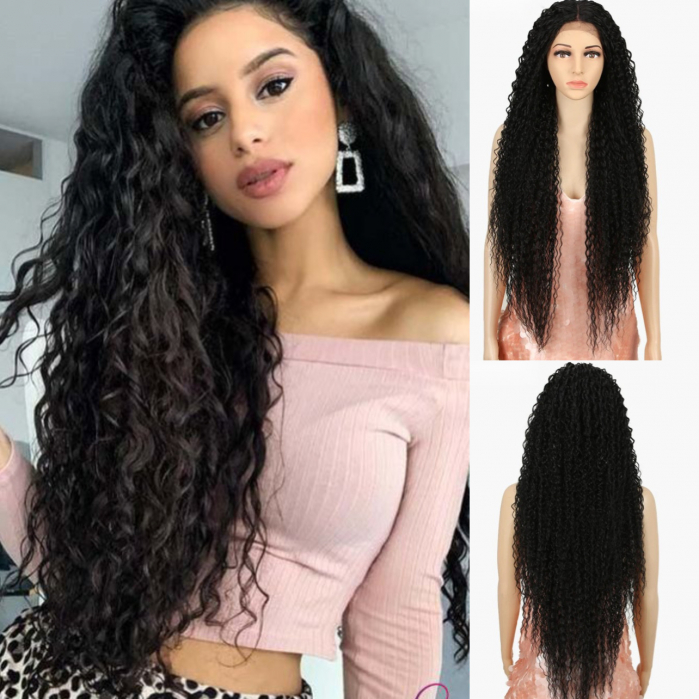 Peruca C892 FRONT LACE Bruneta Afro Ondulata Creata Extra Volum [1]