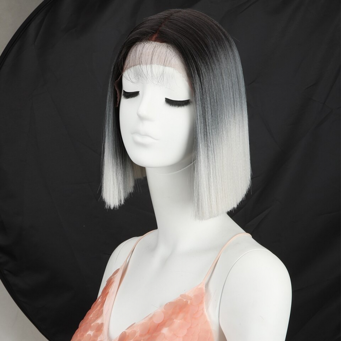 Peruca C110 FRONT LACE Bruneta Blonda Gri [3]