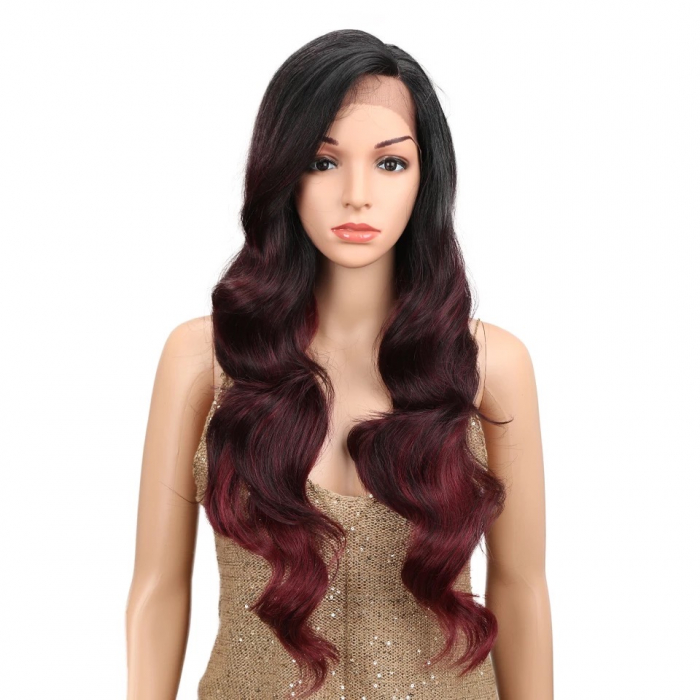 Peruca C153 FRONT LACE Bruneta Roscata Ombre Ondulata [4]
