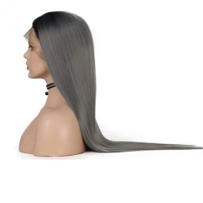 Peruca C216 FRONT LACE Gri Ombre Baza Bruneta Silver [3]