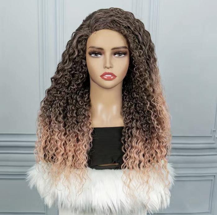 Peruca C205 FRONT LACE Satena Cu Varfuri Roz Afro Creata [1]