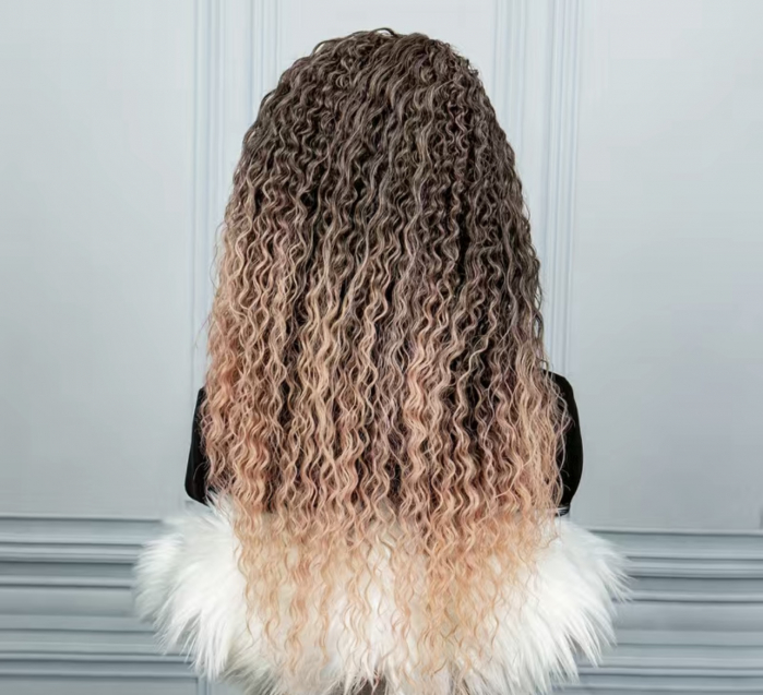 Peruca C205 FRONT LACE Satena Cu Varfuri Roz Afro Creata [4]