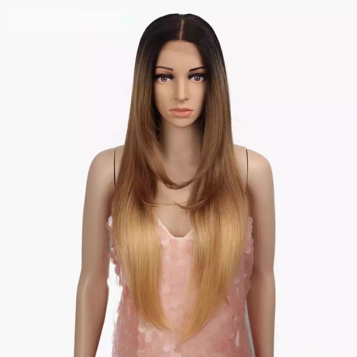 Peruca C66 FRONT LACE Satena Ombre Blonda Cu Suvite [2]