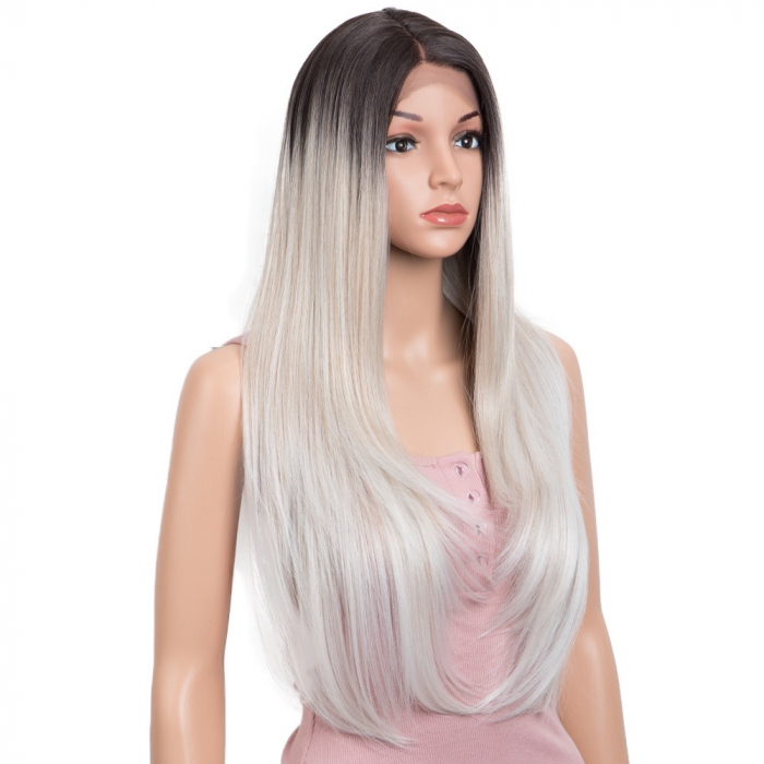 Peruca C233 FRONT LACE Satena Ombre Blonda Gri Blond Platina [4]