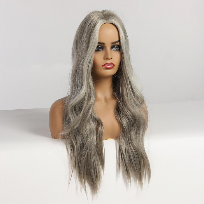 Peruca C992 Gri Silver Cu Suvite Blond Deschis [4]