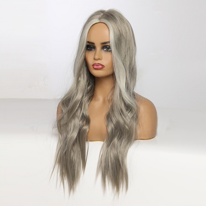 Peruca C992 Gri Silver Cu Suvite Blond Deschis [3]