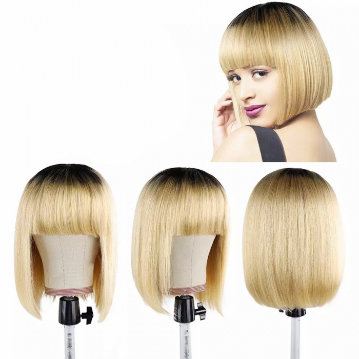 Peruca C793 PAR NATURAL Blonda Ombre Bob cu Breton Baza Bruneta [5]