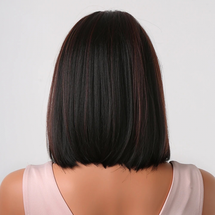 Peruca C314 Bruneta Bob Cu Suvite Roscate [4]