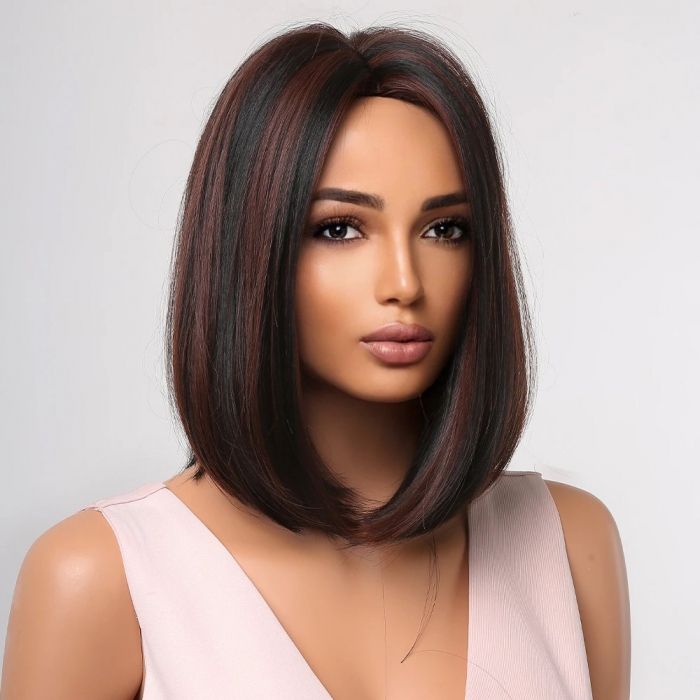 Peruca C314 Bruneta Bob Cu Suvite Roscate [3]