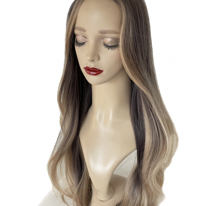 Peruca C903 Satena Cu Suvite Blonde Ombre Gri Saten Cenusiu [5]