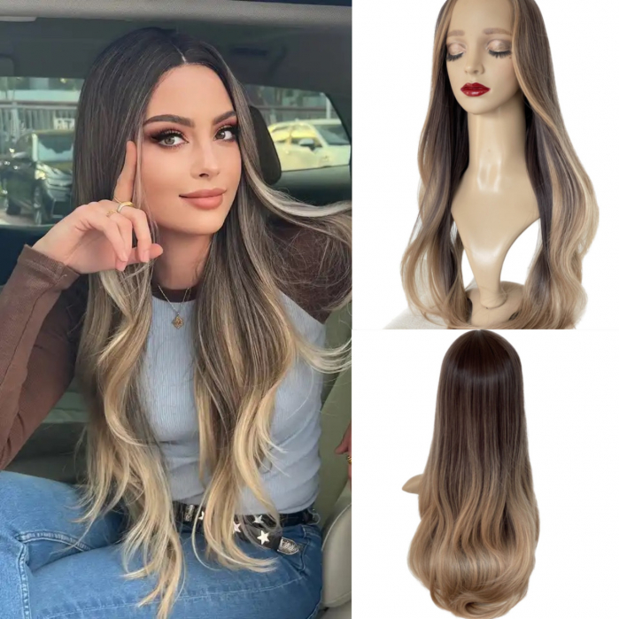 Peruca C903 Satena Cu Suvite Blonde Ombre Gri Saten Cenusiu [1]