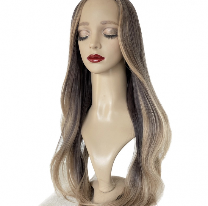 Peruca C903 Satena Cu Suvite Blonde Ombre Gri Saten Cenusiu [2]