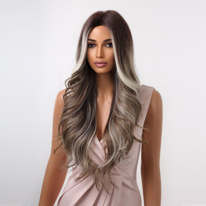 Peruca C945 Satena Ombre cu Suvite Blonde Ondulata [2]