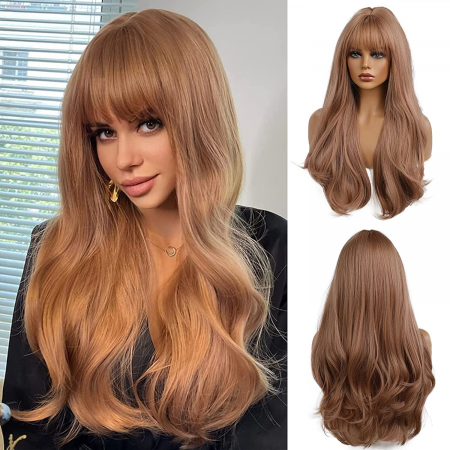 PERUCI CU PAR LUNG - Peruca C1091 Blonda Cenusie Blond Inchis cu Breton