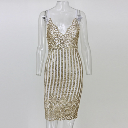Rochie C1436 Gold Party Cu Sclipici [4]