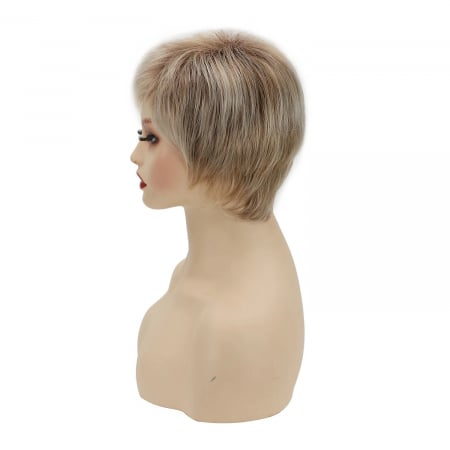 Peruca C1180 Blonda Cenusie Baza Satena cu Breton si Par Filat [3]