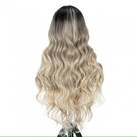 Peruca C829 FRONT LACE Blonda Ombre Cenusie Breton Suvite Gri [4]