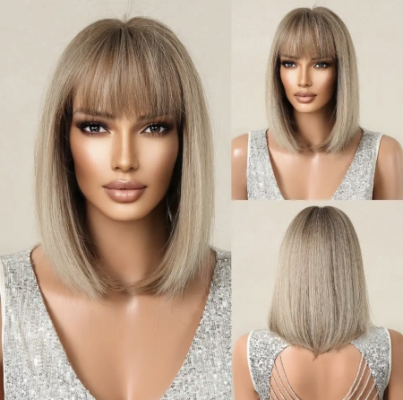 Peruca C1289 Blonda Cenusie Gri Cu Breton Bob [3]