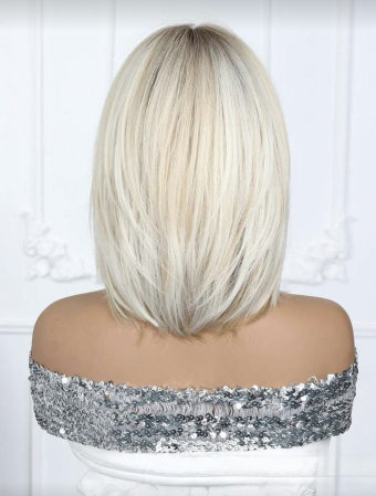 Peruca C1704 Blonda Satena Cu Suvite Bob Lung - blond platinat [2]