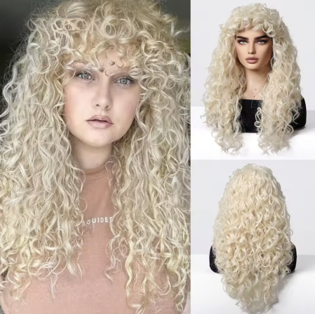 PERUCI - Peruca C1664 Blonda Cu Breton Par Ondulat Afro Volum Bucle