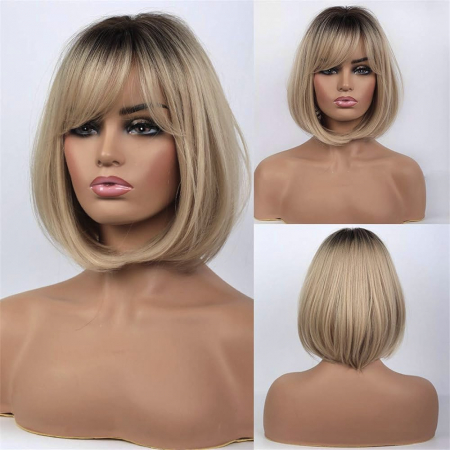 Peruca C965 Blonda Cu Breton Ombre Bob [4]