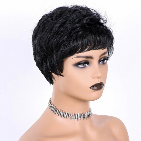 Peruca C979 Bruneta Neagra Scurta Cu Breton [2]