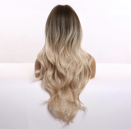 Peruca C1068 Blonda Baza Satena Ombre Platinata Par Ondulat [3]