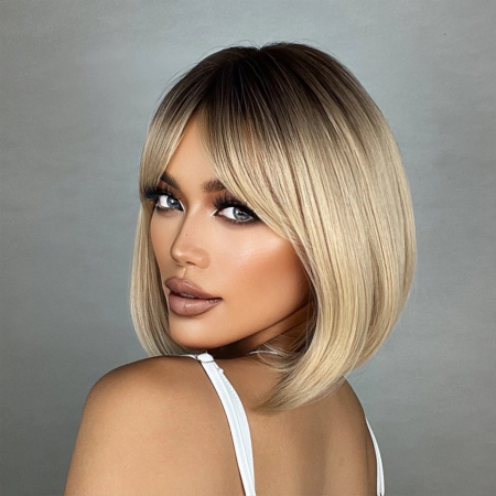 Peruca C965 Blonda Cu Breton Ombre Bob [1]